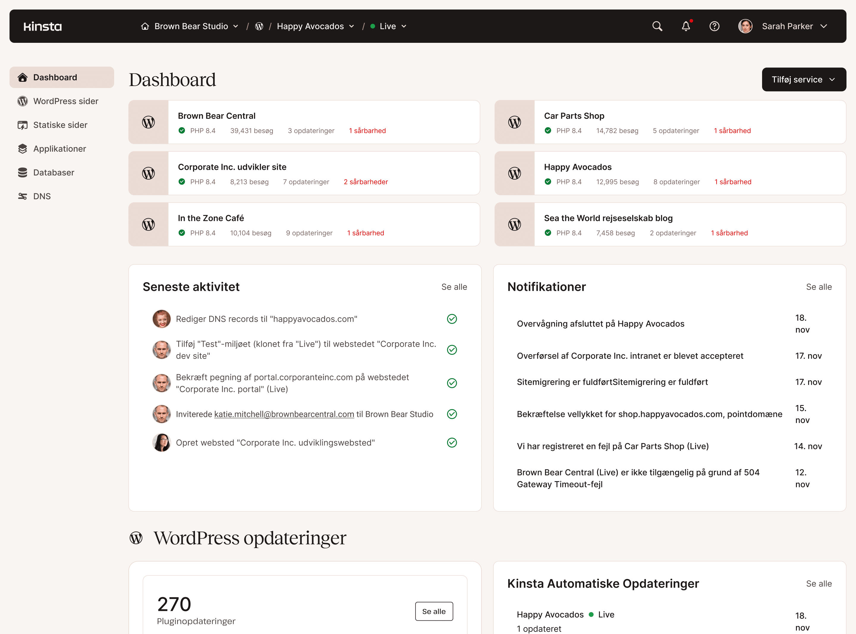 Dashboard til serveradministration