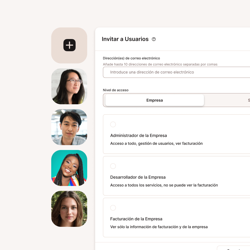 Panel de roles y permisos de usuario