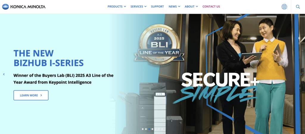 La nuova homepage di Konica Minolta